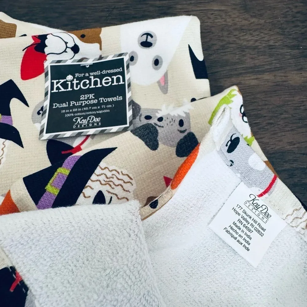 Halloween Costume Dogs 2-pc Dish Towels Set